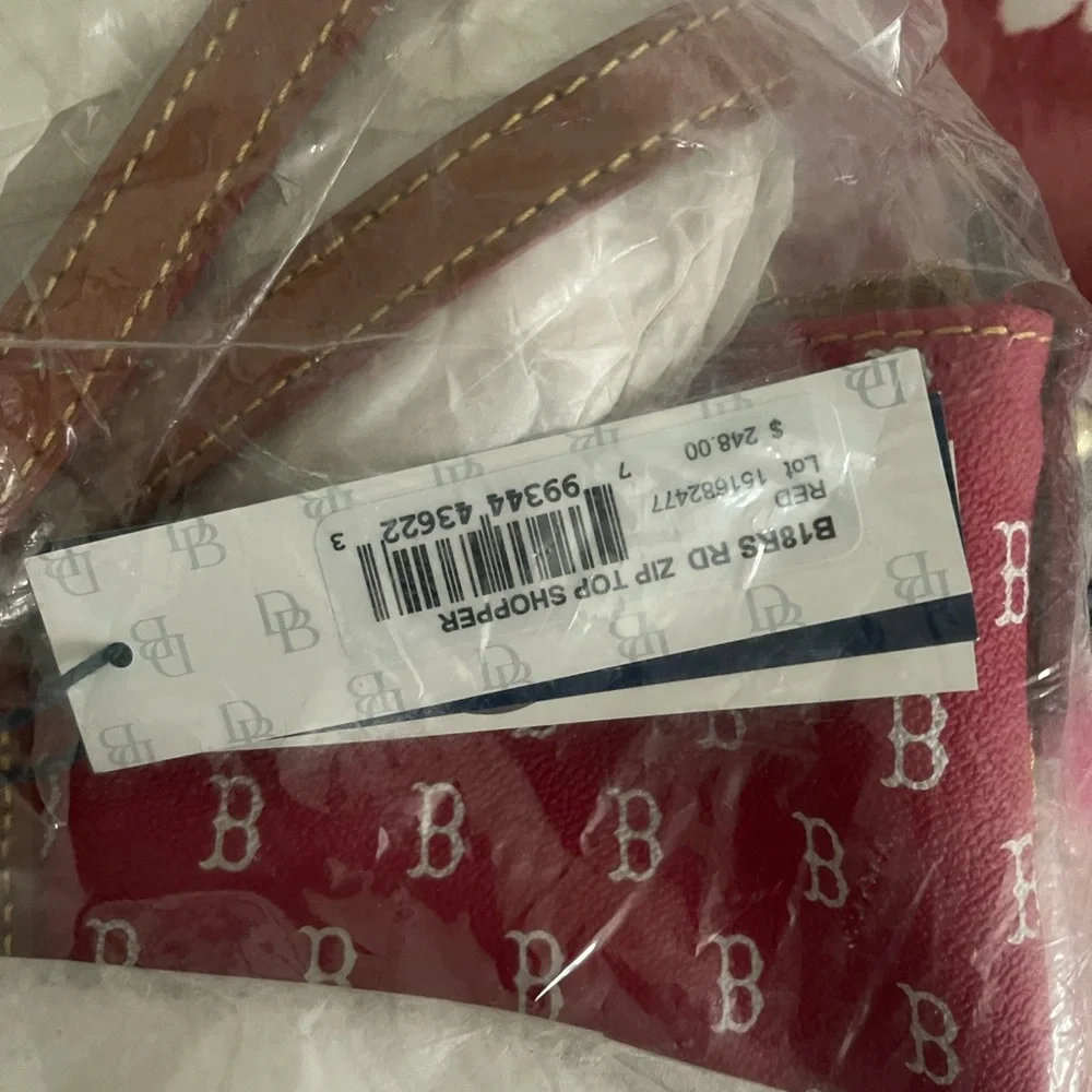 Dooney & Bourke red Tote with Logo Pattern - Picture 4 of 5
